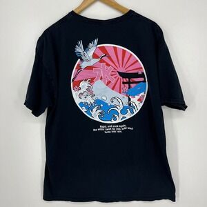 CVLA Creative Visuals Los Angeles Mens XL Black Japanese Crane Graphic T-Shirt